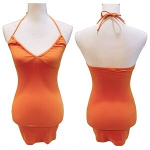 Garage Orange Ribbed Halter Neck Dress XXS NWT NEW!